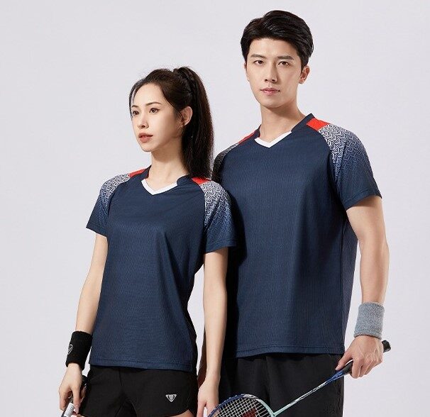 Men and women casual sports suit short-sleeved T-shirt badminton tennis table tennis couple quick-drying - Image 2