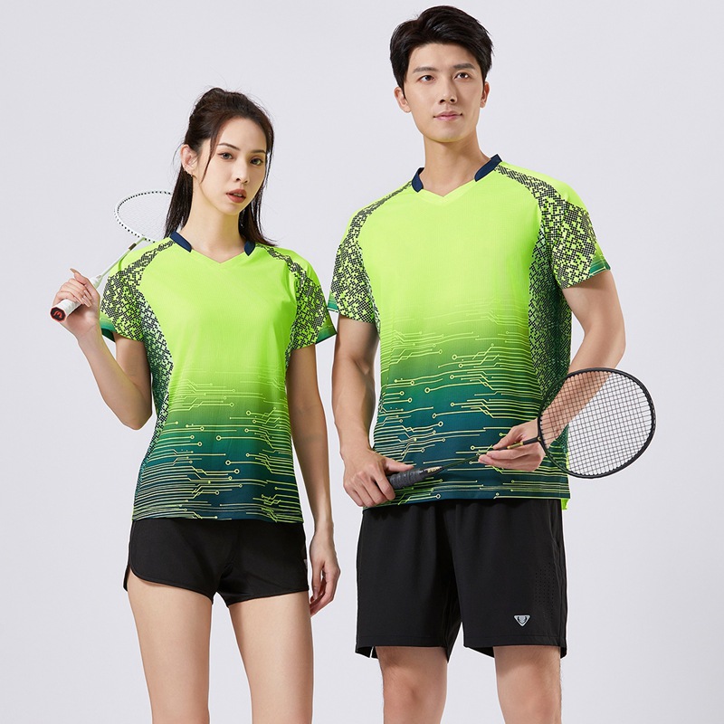 Summer men and women casual sports short-sleeved T-shirts badminton tennis table tennis tops couple quick-drying clothes - Image 3