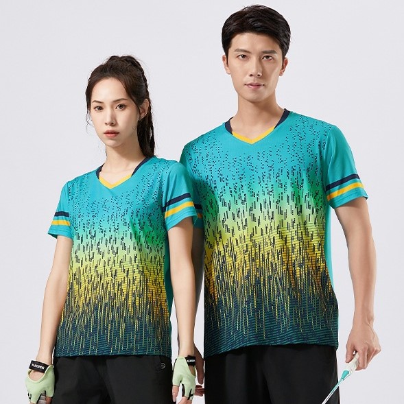 Summer men and women casual sports short-sleeved T-shirts adult badminton tennis table tennis tops couple quick-drying - Image 3