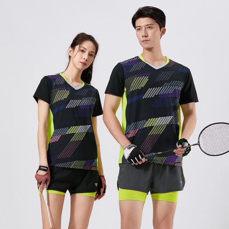 Summer men and women casual sports short-sleeved T-shirts adult badminton tennis table tennis tops couple quick-drying clothes - Image 2