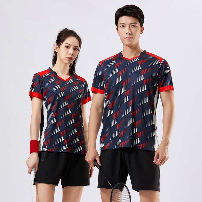 Summer men and women casual sports short-sleeved T-shirts adult badminton tennis table tennis tops couple quick-drying clothes - Image 2
